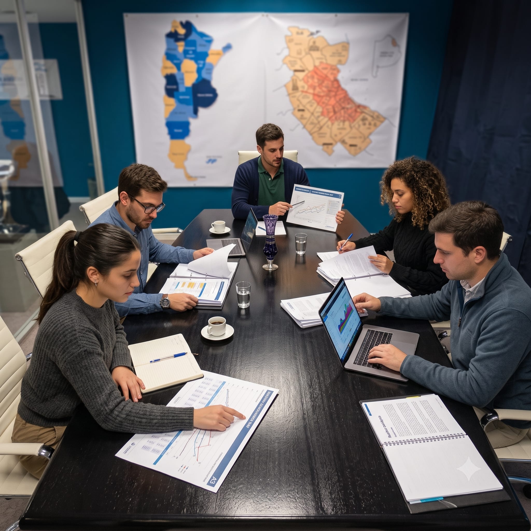 Equipo de Nova Argentum revisando planos de un desarrollo